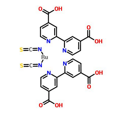 cis-二硫氰酸基双(N,N'-2,2'-联吡啶-4,4'-二甲酸)钌,CAS 141460-19-7,C26H16N6O8RuS2,N3染料