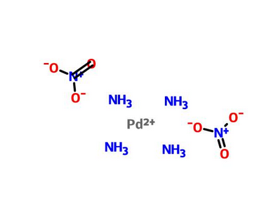 四氨合钯(II) 硝酸盐，CAS 13601-08-6，H12N6O6Pd，四氨基硝酸钯